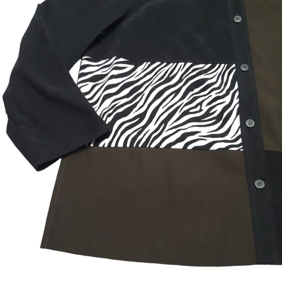 Sag Harbor Coat Womens Plus 24W Black Button Up Animal Print Lightweight - Picture 8 of 13